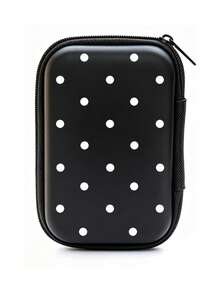 New Polka Dot Pattern EVA Hard Shell 4.3 Inch Compact Storage Box - Durable Travel Protective Storage Bag, Suitable For Electronic Accessories, Earphones, Hard Drives And Data Cables; Anti-Drop Zipper Pouch, Vacation Essential, Travel Essential, Teacher's Day Gift For Teachers, Christmas Gift - Multicolor - View 2