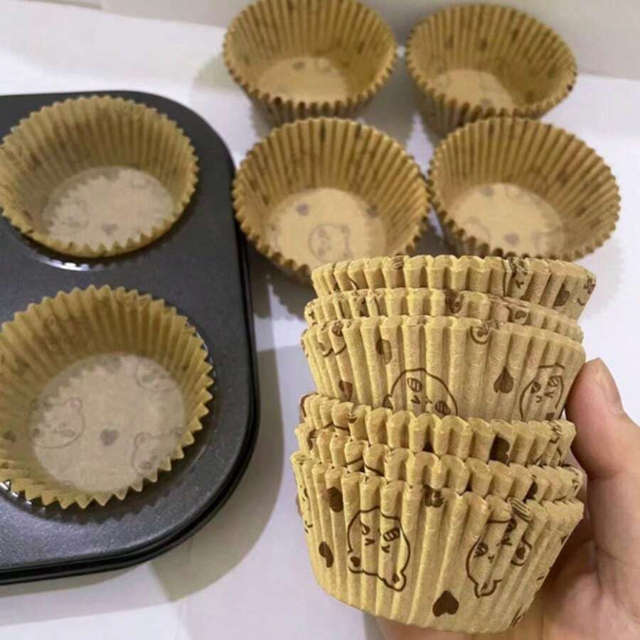 100 buah Kertas Cangkir Kue, Kertas Kue Cupcake Anti Minyak, Alas Kue Nasi Salju, Cangkir Kertas Kue Muffin; Cangkir Kue Spesial, Nasi Salju, Cetakan Kue Kuning Telur Anti Lengket, Perlengkapan Kue untuk Pesta Natal dan Tahun Baru di Rumah