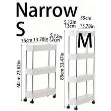 1pc 3/4-Tier Slim Mobile Storage Cart, Bathroom Movable Storage Rack, Multi-Functional Storage Shelf, Bathroom Gap Storage Rack, Bathroom Accessories - White - View 5