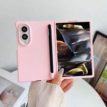 Candy Color Pen Slot Phone Case With 1 Stylus Pen, Hard PC Back Plate Protective Phone Cover For Samsung Galaxy Z Fold 8 - Pink - View 5