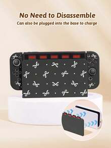 Ayotu 適用於 Switch/Switch OLED/Switch Lite 極簡蝴蝶結與波點圖案遊戲主機外殼及配件,套裝包含保護殼、收納袋、底座外殼、控制器保護套及多款配件可供選擇,返校禮物/生日禮物/週年禮物 - 查看 8