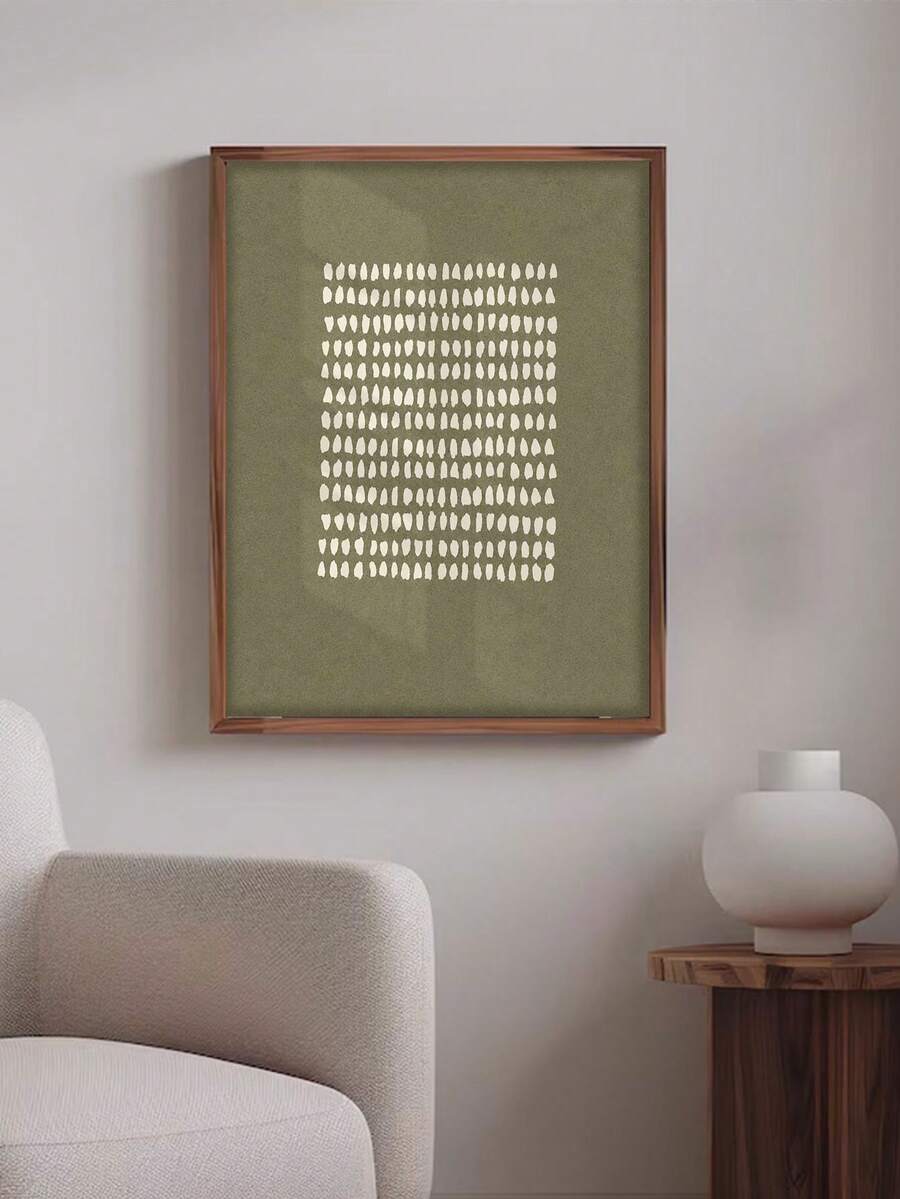 1pc Sage Green Abstract Dot Canvas Wall Art, Framed Or Unframed Minimalist Boho Textured Print, Muted Wabi‑Sabi Poster, Wall Decor For Living Room Bedroom Interior, Home Decoration, Gift - Abstract Style a - View 1