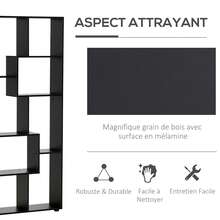 Zigzag boekenkast, eigentijds design, 70L x 24B x 178H cm, zwart spaanplaat - A - Bekijken 7