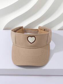 1pc New Sweet Cool Heart Embroidery Open Top Cap, Curved Brim Adjustable Hook And Loop Outdoor Travel Sun Protection Hat - Multicolor - View 14
