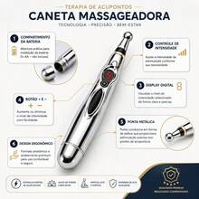 Caneta Massageadora Eletrônica Acupuntura Pontos Corporais - Prata - Visão 6