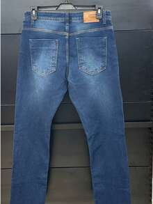Men's Slim Fit Premium Denim Jeans With Lycra Stretch - ฮุกก้าสีน้ำเงิน - ดู 5