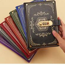1pc Cute Password Lock Diary With Secret Key, Creative A5 Notebook For School Girls Writing, Back-To-School Season Journal Planner, Perfect For Study Notes Class Schedule And Personal Memory Keeping, Student Stationery Supplies Gift - Retro Prints - View 7