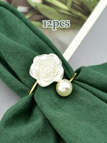 1/6/12/20pcs Exquisite Table Decor Wedding Pearl Rose Napkin Rings - Multicolor - View 13