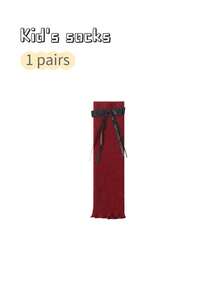 Red Bowknot New Year Slouch Socks, Warm Calf Socks For Autumn/Winter - Red - View 6