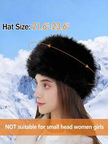 White Faux Fur Round Hat, Fluffy Plush Winter Headwear, Warm Outdoor Street Travel Accessory For Cold Weather - Multicolor - View 11