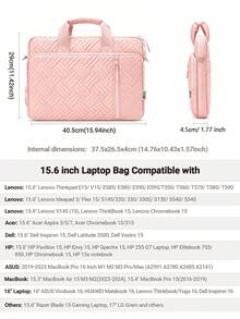 TECOOL 360度保護筆電攜行包，相容 MacBook Pro 15/16、Air 15 M2、14-17.3 吋 HP 筆電及其他品牌筆電，輕量女款筆電包，附肩背帶、口袋、提把，黑色、粉色 - 查看 13