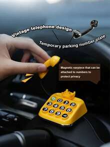 Rambu Parkir Mobil Berbentuk Telepon Klasik, Plat Nomor Parkir Sementara yang Dapat Disesuaikan, Dekorasi Interior Mobil Mini Berbentuk Telepon Rumah Retro, Dekorasi Interior Mobil Universal - A - View 1
