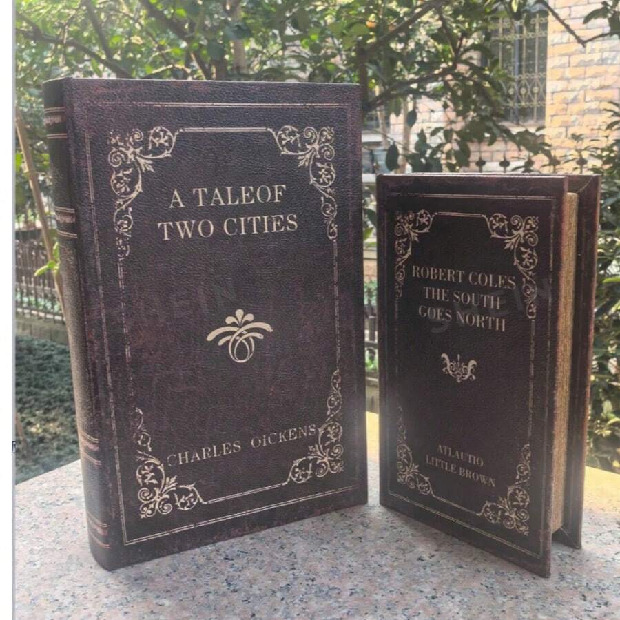 Vintage Faux Book Storage Box, Decorative Fake Book Box For Bookshelf And Desktop, Hidden Storage Organizer, Photography Prop - A - View 1