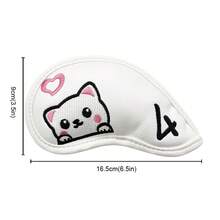 10pcs Golf Club Head Covers, Cute Cat Pattern, High Quality Golf Club Head Covers/Golf Club Covers/Iron Head Covers - White - View 2