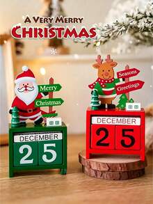 1pc Desktop Christmas Countdown Calendar Decoration, Santa Claus Design, Mini Desktop Ornament, Indoor Home Decor, Unique & Practical, Suitable For Birthday, Graduation Ceremony And Winter Christmas Festival Occasions - Multicolor - View 3