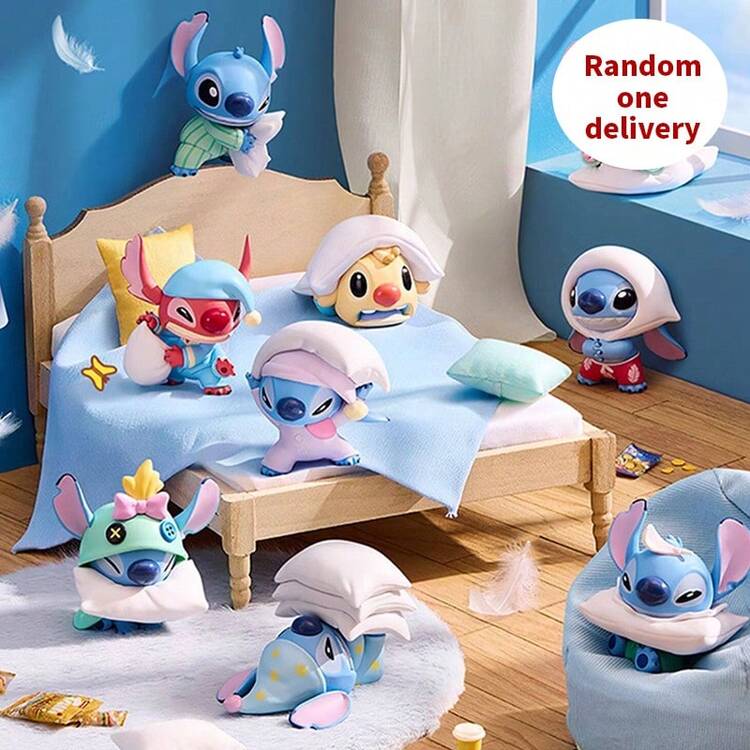 Miniso Disney Stitch Pillow Fight Series Collectible Figure Blind Box, Cute Cartoon Character Model, Exquisite Desktop Display Ornament, Surprise Collectible Toy For Animation Fans (1PC Random Delivery) - Multicolor - View 1
