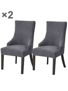 1/2pcs Jacquard Elastic Chair Cover For Dining Room Sloping Back Small Armchair Slipcover Solid Color Wedding Home Decor - Multicolor - View 24