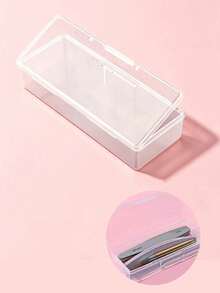 1pc Double Layer Nail Art Tool Storage Box, Large Capacity, Can Store Nail Polish, Glue And Nail Files - White - View 2