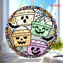 1pc 2D Flat Round Acrylic Hanging Ornament, Halloween Theme, Light-Catching, Home Decor, Durable Best Halloween Gift - A - View 6