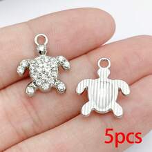 5/20pcs Silvery Ocean Charms Rhinestone Shell Starfish Mermaid Tail Dolphin Jellyfish Pendant For DIY Bracelet Necklace Jewelry Making Findings - Multicolor - View 15