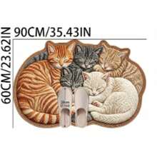 1pc Cute Sleeping Cat Ball Door Mat, Small Rug, Carpet, Runner Rug, Floor Mat, Home Decor, Area Rug, Outdoor Mat, Home Decor, Area Carpet, Bedroom Carpet, Washable Carpet - Multicolor - View 9