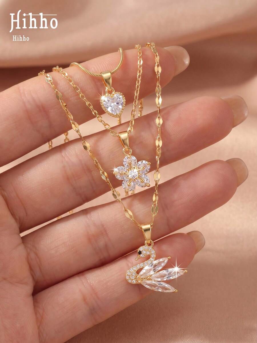 Hihho 3pcs/Set Gentle Style Women's Jewelry Suitable For Daily Commute, Date, Shopping, Banquet Wear - Necklace Set - View 1
