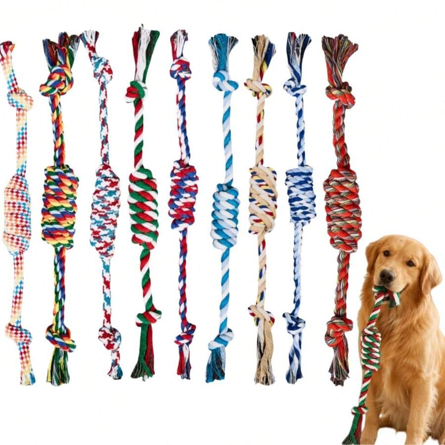 Extra Thick Dog Rope Toy For Large Breeds And Heavy Chewers , Durable, Sturdy Teeth Cleaning Toy For Tug-Of-War And Heavy Chewing. Suitable For All Dog Sizes, Including Puppies And Adult Dogs. Dog Rope Toy With Sturdy Construction And Reinforced Design, Perfect For Active Dogs. Dog Toys - Multicolor - View 1