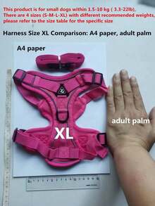 Reflective Pet Harness And Leash Set, For Dogs And Cats, Secure Fit Adjustable Puppy Vest, Soft Mesh Material - Hot Pink - View 11