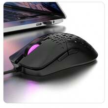 Wired RGB Colorful Glowing Hollow Gaming Mouse For Computer - White Gray - View 2