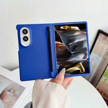 Candy Color Pen Slot Phone Case, Comes With 1 Stylus Pen, Hard PC Back Plate Protective Phone Cover Compatible With Samsung Galaxy Z Fold 8 - Blue - View 5