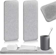 2‑Pack Diatomite Absorbent Stone Coasters, Moisture‑Wicking Pads For Glasses, Bottles In Kitchen And Bathroom Countertop - Grey - View 7