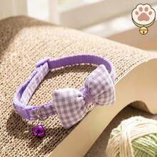 Plaid Bow Pet Collar - With Crisp Bell Accessory, Easy Wear Design, Suitable For Cats And Small Dogs Daily Outings, Holiday Atmosphere Outfit, Cute Pet Photo Decoration Neck Collar - Multicolor - View 9