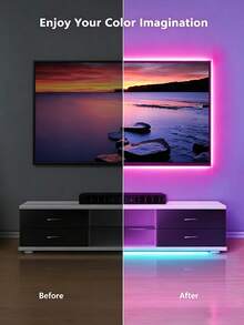 RGB LED Light Strip, Color Changing Adjustable, With Remote Control, USB Powered, Flexible Design, Suitable For Living Room, Bedroom, Party, Holiday, Halloween, Christmas Decoration - Multicolor - View 3