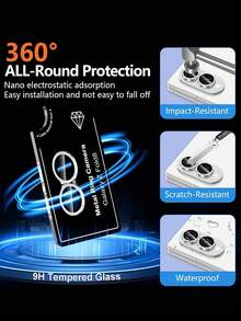 ForSamsung Galaxy Z Fold 8 Camera Lens Protector, Individual Metal Ring Tempered Glass Lens Cover, [Strong Adsorption] Scratch Resistant Ultra-Thin HD Clear Lens Cover, 1 Set-Silvery - Silver - View 2