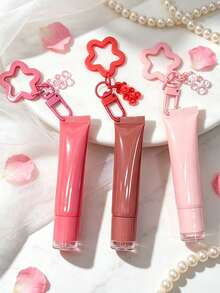 Lip Gloss Keychain Making Kit, Includes One Bear Pendant And One Star Keychain. The Keychain Is Decorated With A Bear Pendant. Also A Stylish Beauty Accessory. (Empty Lip Gloss Tube, Refillable.) - Multicolor - View 1