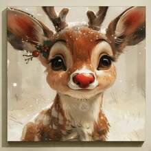 1PC DIY 5D Diamond Painting Kit Cute Deer Pattern - Round Full Diamond Art Mosaic Craft, Home Wall Decor, Unframed - No Frame - View 2
