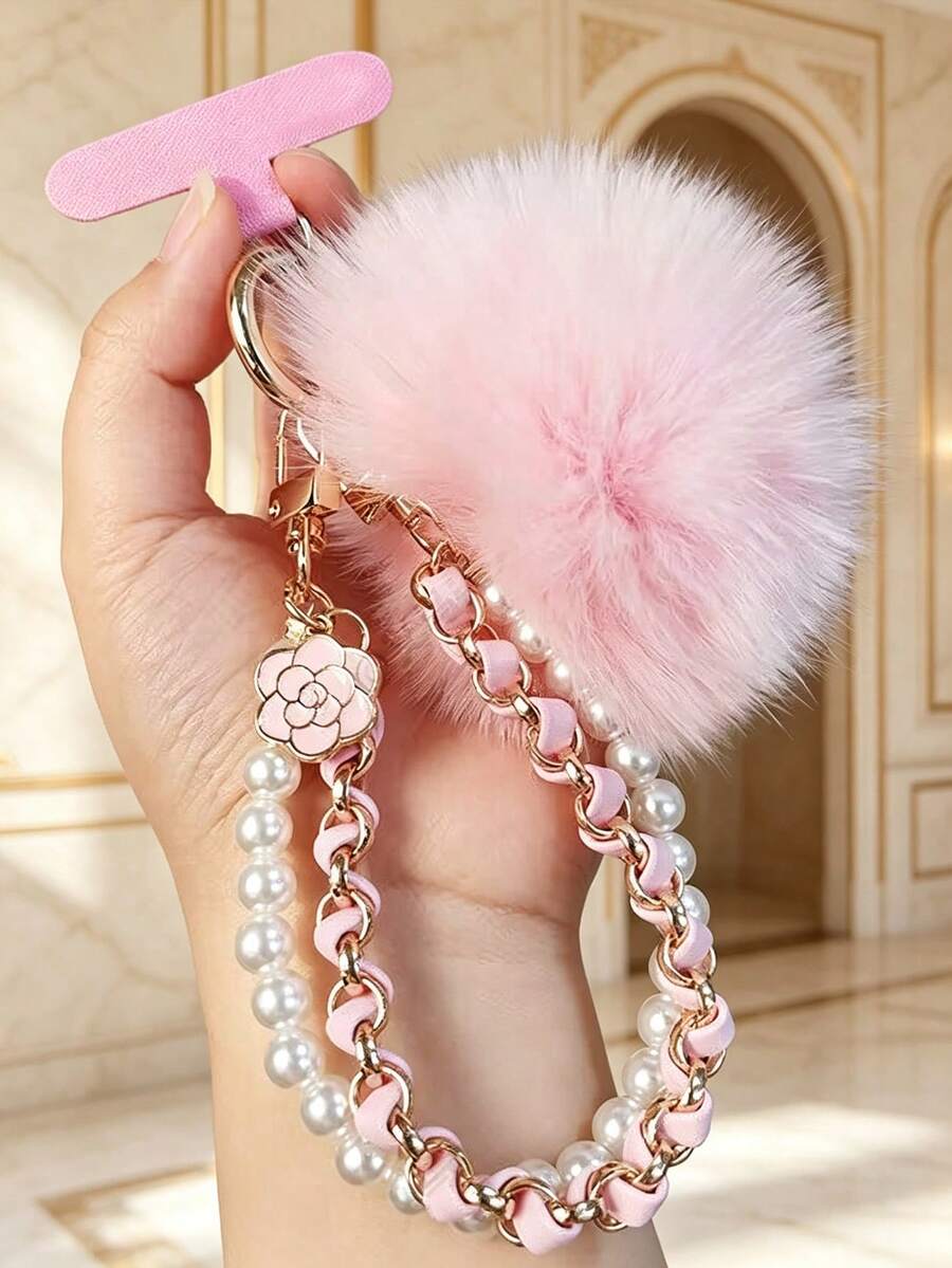1pc High-End Luxury Rhinestone Metal Lucky Flower Rotating Hook Phone Crossbody Lanyard, Durable Long Sparkling Rhinestone Phone Case Anti-Loss Chain For Outdoor Travel Shopping, Fashionable Exquisite Rhinestone Cherry Blossom Chain Decor For Women, Birthday Gift For Mom, Best Friend, Sister, Teacher - Multicolor - View 1