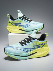 1 Pair Contrast Color Casual Lace-Up Men's Casual Sports Shoes Outdoor All Season - Yellow-green - View 4