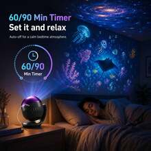 2-In-1 Galaxy Projector Night Light With 24 Films | 5d Holographic Night Light Projector, Stepless Brightness, 360° Adjustable, HD Ocean Projector For Bedroom Ceiling - Multicolor - View 7