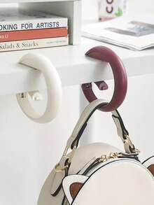 1pc Creative Drill-Free Bag Hooks, Foldable Handbag & Wallet Hooks, Floating Table Mounts, Non-Marking Plastic, Practical Hooks. Suitable For Home, Office, School, Christmas Gifts. Easy To Use And Portable. - Multicolor - View 8