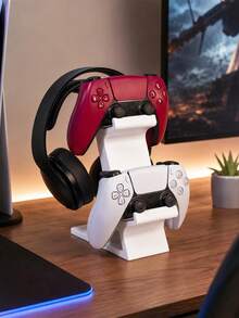 Dudukan Pengontrol Game & Headset Cetak 3D dengan Sikat Pembersih, Dudukan Headphone & Pengontrol Desktop Universal 2-in-1, Kompatibel dengan Series X/S, Pengatur Penyimpanan Hemat Ruang, Hadiah untuk Pacar/Suami Gamer, Cocok untuk Kamar Tidur, Ruang Bermain Game, Kantor - MultiWarna - View 6