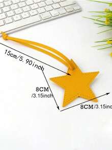 1pc Personalized Name Or Letter Star-Shaped PU Leather Women's Luggage Bag Charm, Custom Letter Pentagram Bag Pendant Gift - Multicolor - View 9