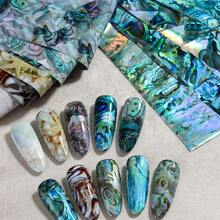10pcs/Set Abalone Shell Nail Foil Transfer Stickers, Marble Pearl Shell Nail Decals, Blue-Green Swirl Pattern Nail Foil, DIY Nail Art Decoration Accessories - Multicolor - View 6