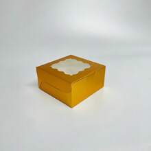 5pcs 6*6*3 Inch Foldable Portable Cardboard Gift Dessert Boxes, Minimalist Luxury Style, Multi-Color Options (White, Kraft, Pink, Gold), Square Transparent Window, Halloween Christmas Wedding Birthday Party Candy Small Gift Storage Display Packaging Box - Multicolor - View 8