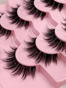 7 Pairs Strip Lashes Natural Fluffy False Eyelashes Curled Spikes Clear Band Fake Lashes Wispy Reusable Cat Eye Lashes Easy To Wear Beginner-Friendly Suitable For Daily Outings And Gatherings - View 6