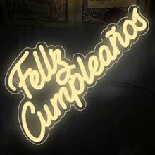 1pc Spanish "Feliz Cumpleaños" Happy Birthday LED Neon Sign, With USB Power Cord, Indoor/Outdoor Decorative Neon Light, Suitable For Birthday Party, Wedding, Home, Bedroom, Living Room, Bar, Cafe, Shop Window Wall Art Decoration - Decorative Lights - View 3