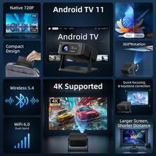 AOC Smart Projector with WiFi and Bluetooth, Mini Portable Home Theater Projector, Outdoor & Bedroom Projector, Native 1080P Support 4K Video Decoding, Android 13.0 Auto Focus, Audio with 40.5W Powerful Speaker, 4-Point Keystone - Schwarz - Übersicht 9