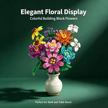 Multi-Style Building Block Flower Bouquet Assembly Toy DIY Eternal Flower Artificial Floral Decor Handmade Gift - Multicolor - View 2