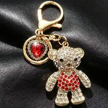 Móc khóa gấu hợp kim đính đá rhinestone sáng bóng, mặt treo chìa khóa ô tô, charm trang trí túi xách và ba lô, quà lưu niệm lễ hội tinh tế, quà tặng hoàn hảo cho bạn bè và gia đình mọi mùa - Màu sắc hình ảnh - Xem 6