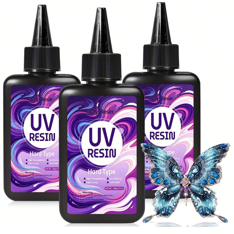 85D Hard UV Resin Kit 100g/300g Scratch Resistant Non-Yellowing High Gloss Epoxy For Jewelry Beads Pendant Crafts